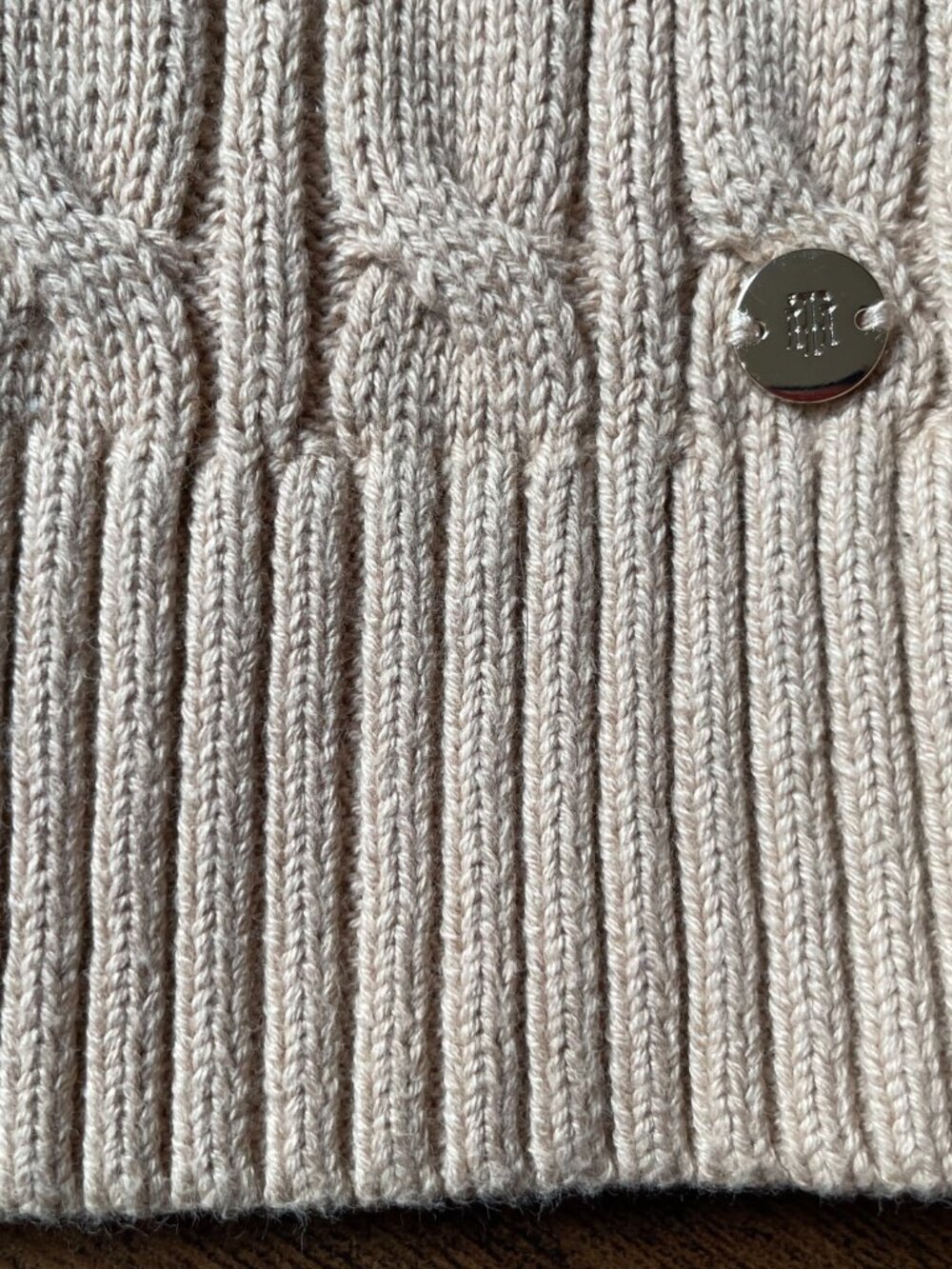 Tommy Hilfiger Women's Cotton Cable-Knit Tank Top / Vest in Sand - Picture 2 of 5